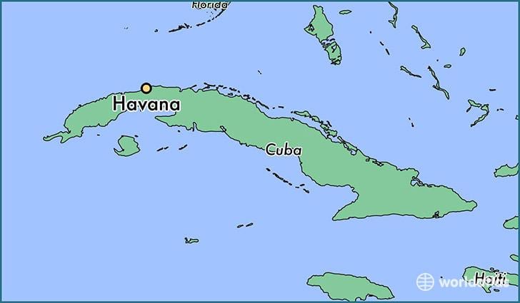 Haritada Havana, Küba 