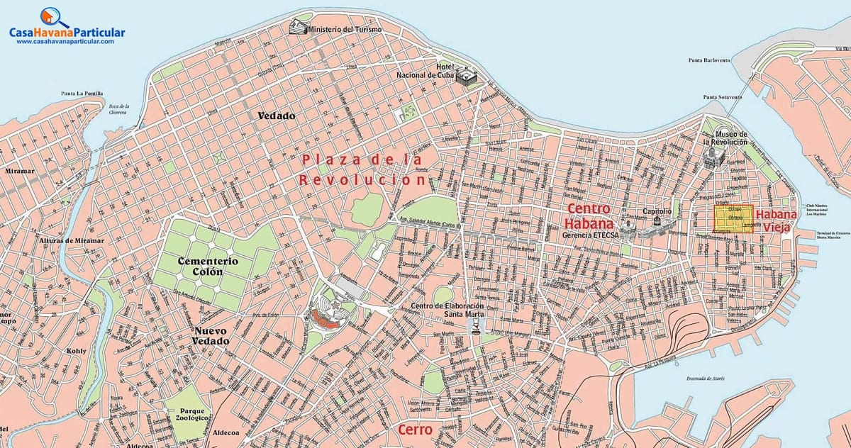 eski Havana, Küba sokak haritası