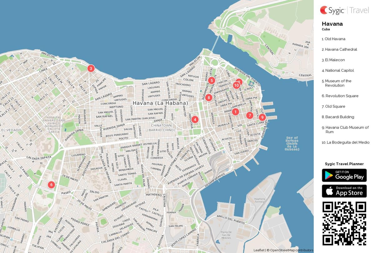 Havana Küba turizm harita