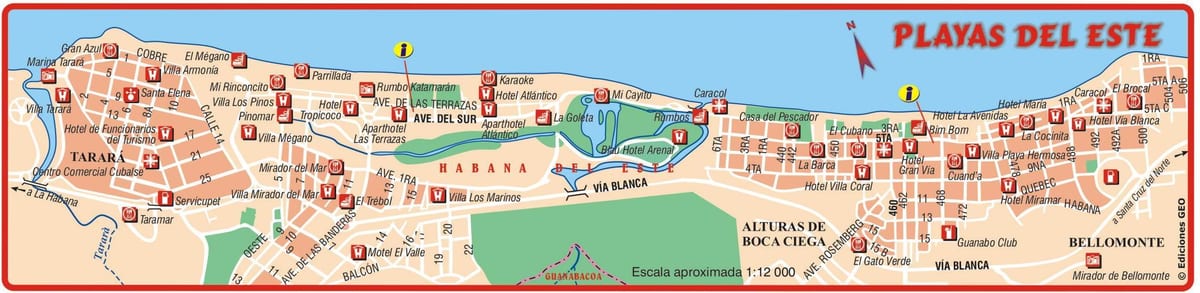 playa del este Küba haritası