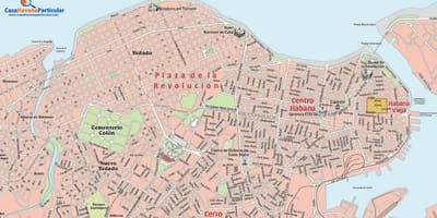 Havana, Küba şehri sokak haritası 