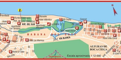 Playa del este Küba haritası 